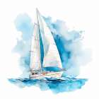 Graphic of sailboat on open water Art Print